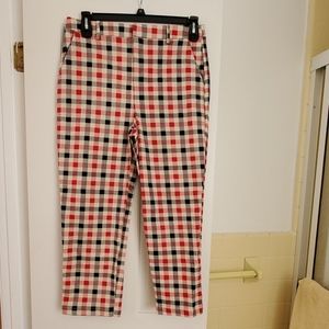 English Factory red and navy plaid pants, large